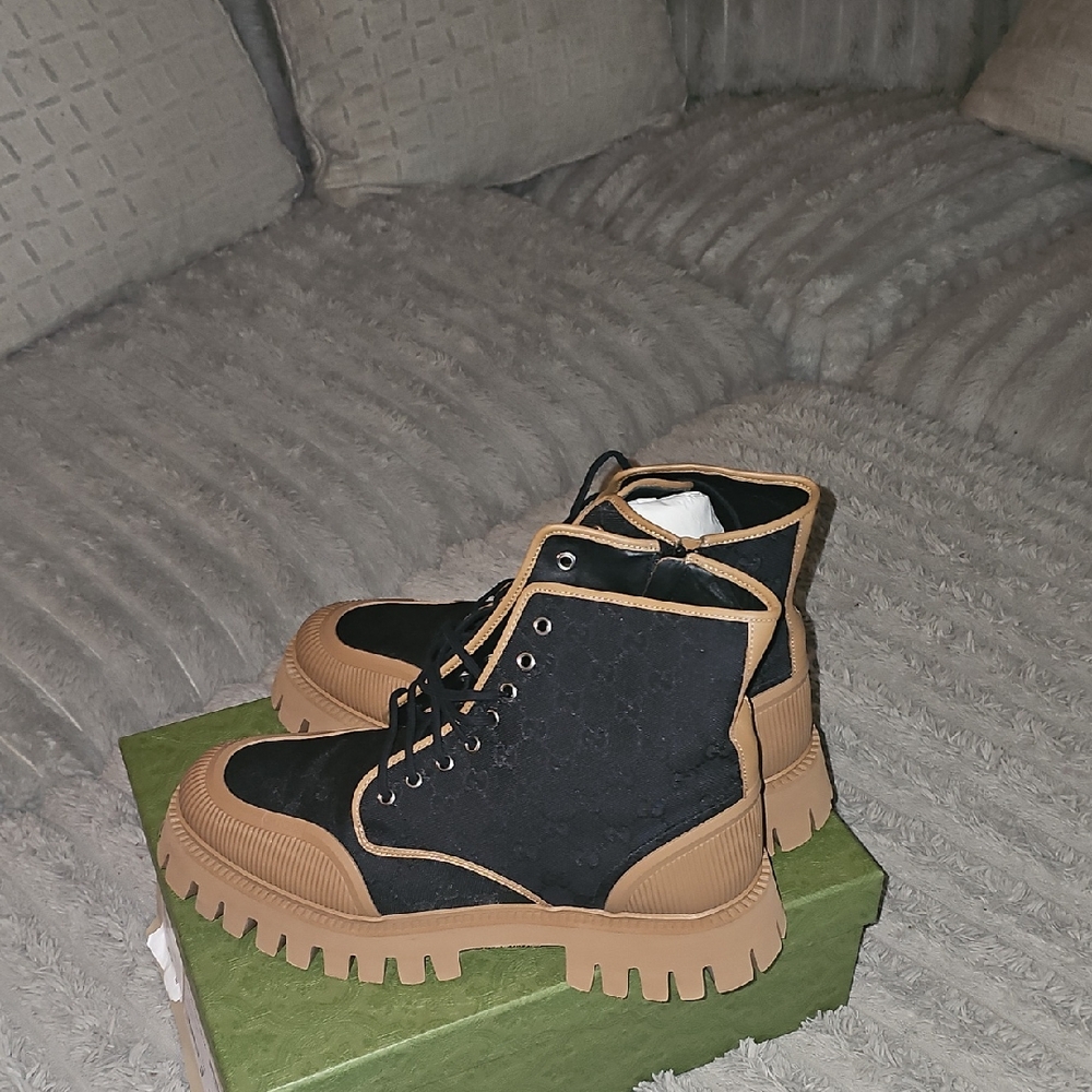 Gucci Black and Tan High-Top Sneakers